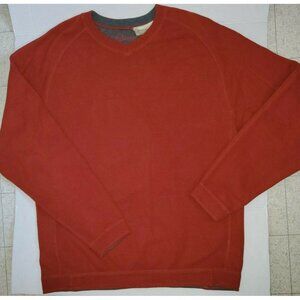 Tommy Bahama Rust 100% Cotton Long Sleeve V Neck Men's Sweater Size Large